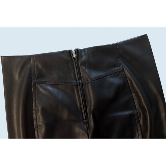 FREE PEOPLE / We The Free Black Faux Leather Split Hem Pants Sz 32 NEW - Picture 6 of 8